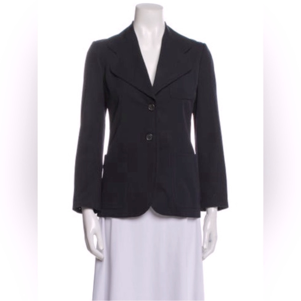 PRADA Vintage Navy Blue Virgin Wool Slim Fit Button Closure Blazer Size IT42